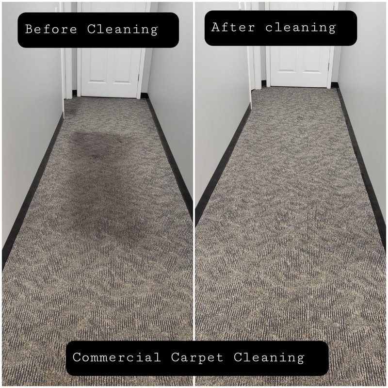 Commercial hallway carpet before and after
